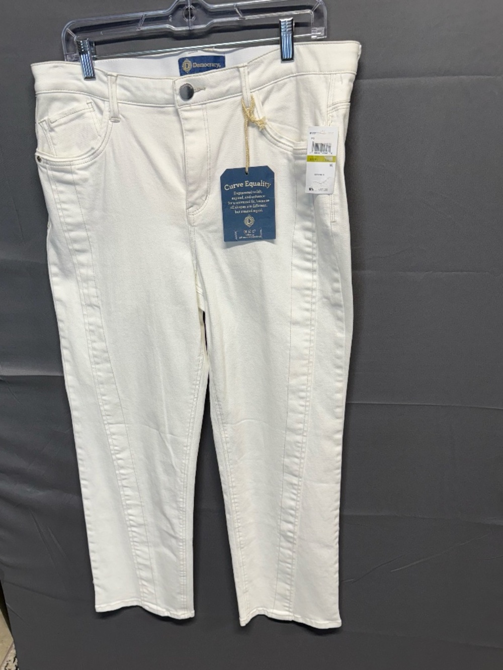 Democracy Ab Solution White High Rise Straight Leg Jeans Crop Paneled Sz 14 NWT - Picture 2 of 14